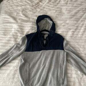 Ted Baker London Men's Colorblock 1/4 Zip Pullover Hoodie Gray Blue